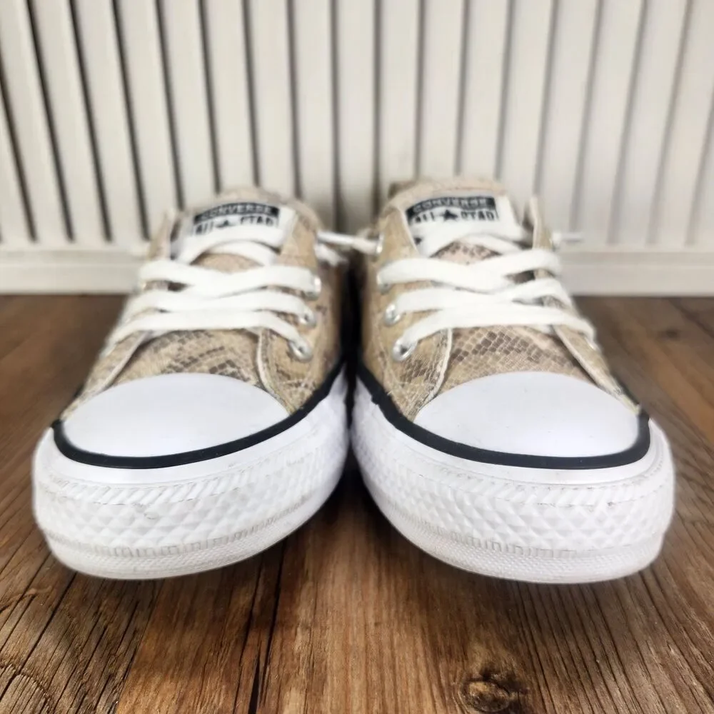 Converse CTAS Shoreline Snake Print Womens Size 7 Beige Canvas Low Shoes 571139F